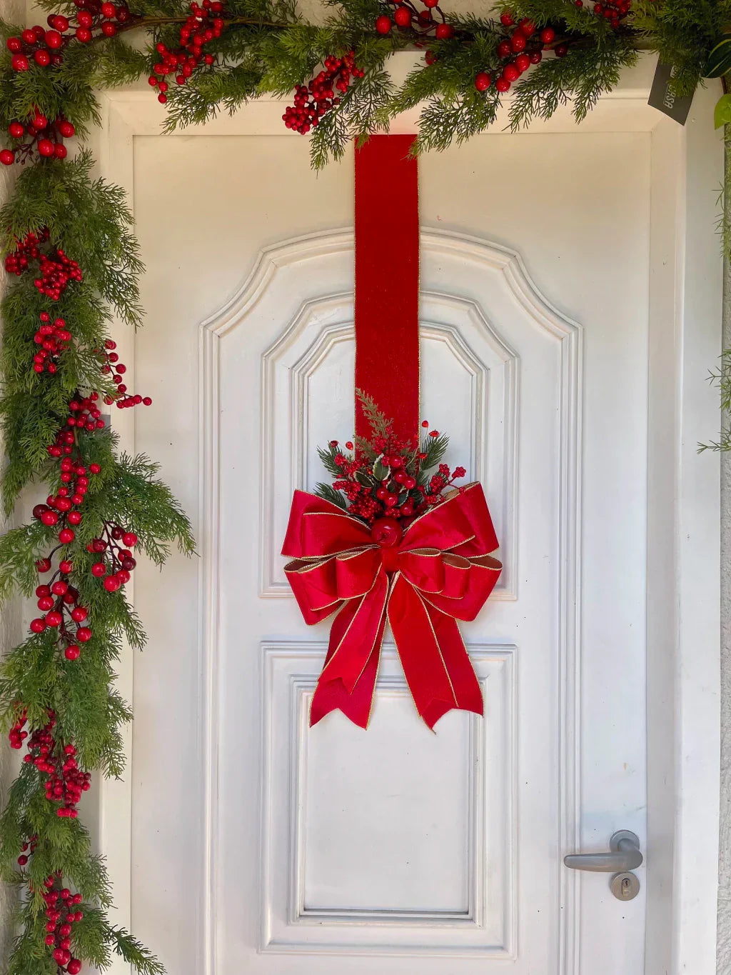 Escapulário Laço Natalino de Veludo para Porta de Entrada – 2,10m x 40cm