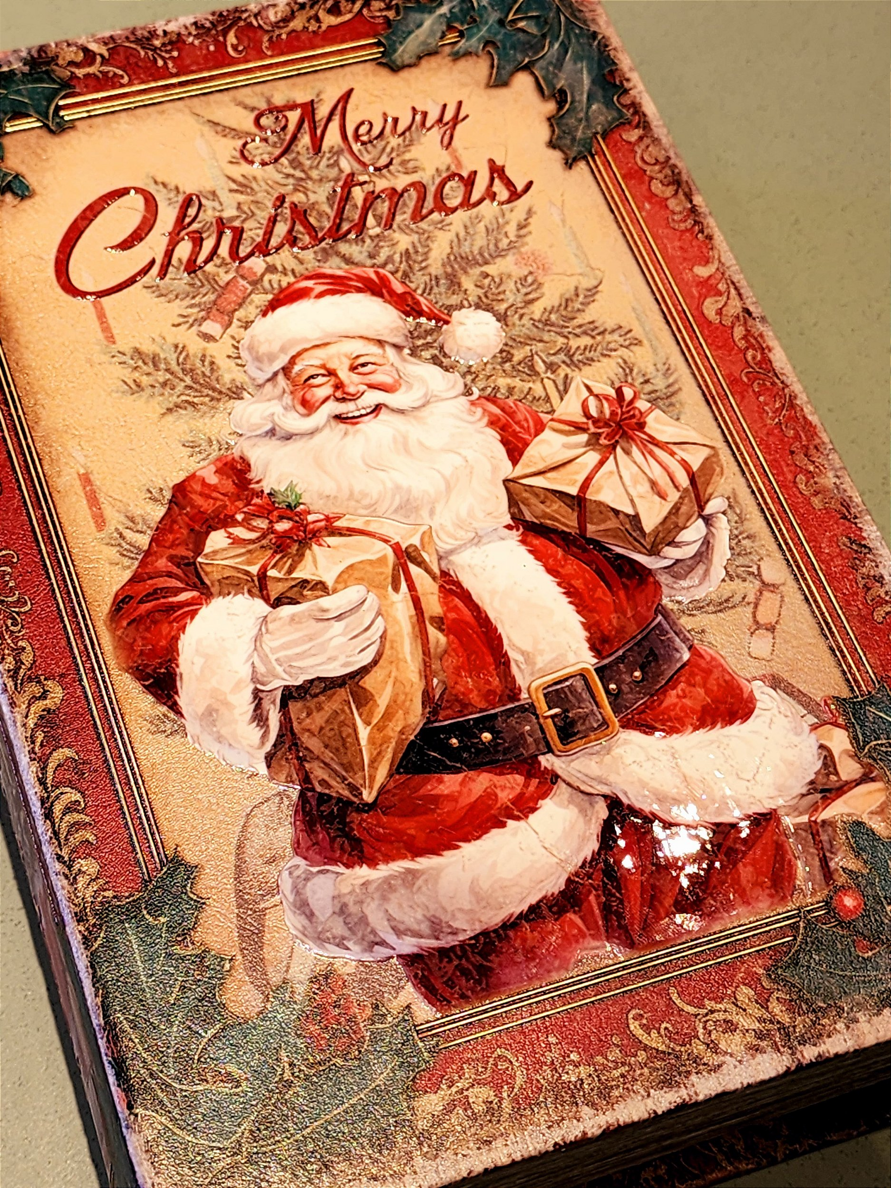 Livro Caixa decorativo Merry Christmas Noel 27cm