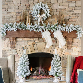 Conjunto de 4 peças da coleção King Flock® com luzes LED brancas quentes (funcionamento por tomada ou bateria)