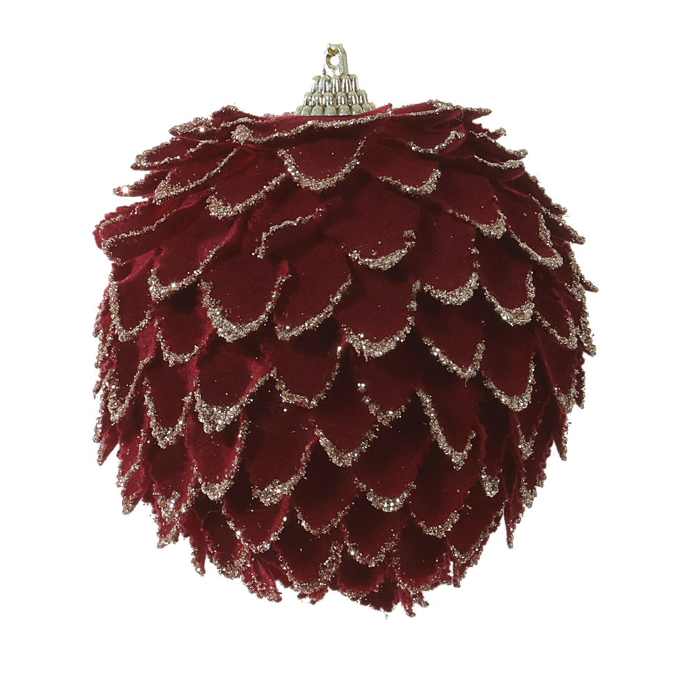 Bola Decorada Pinha Vermelha 10cm