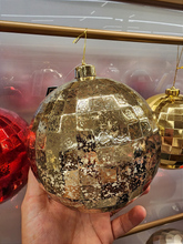 Bola decorada disco texturizada champanhe 15cm