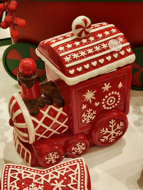 Pote decorativo com tampa trenzinho 22cm