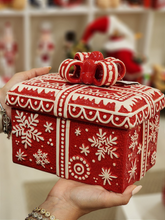 Pote decorativo com tampa caixa de presente 21cm