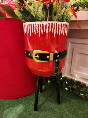 Cachepot com pés em metal cinto Noel 59cm