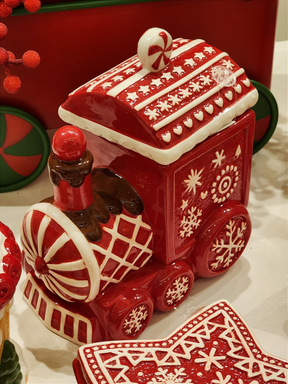 Pote decorativo com tampa trenzinho 22cm