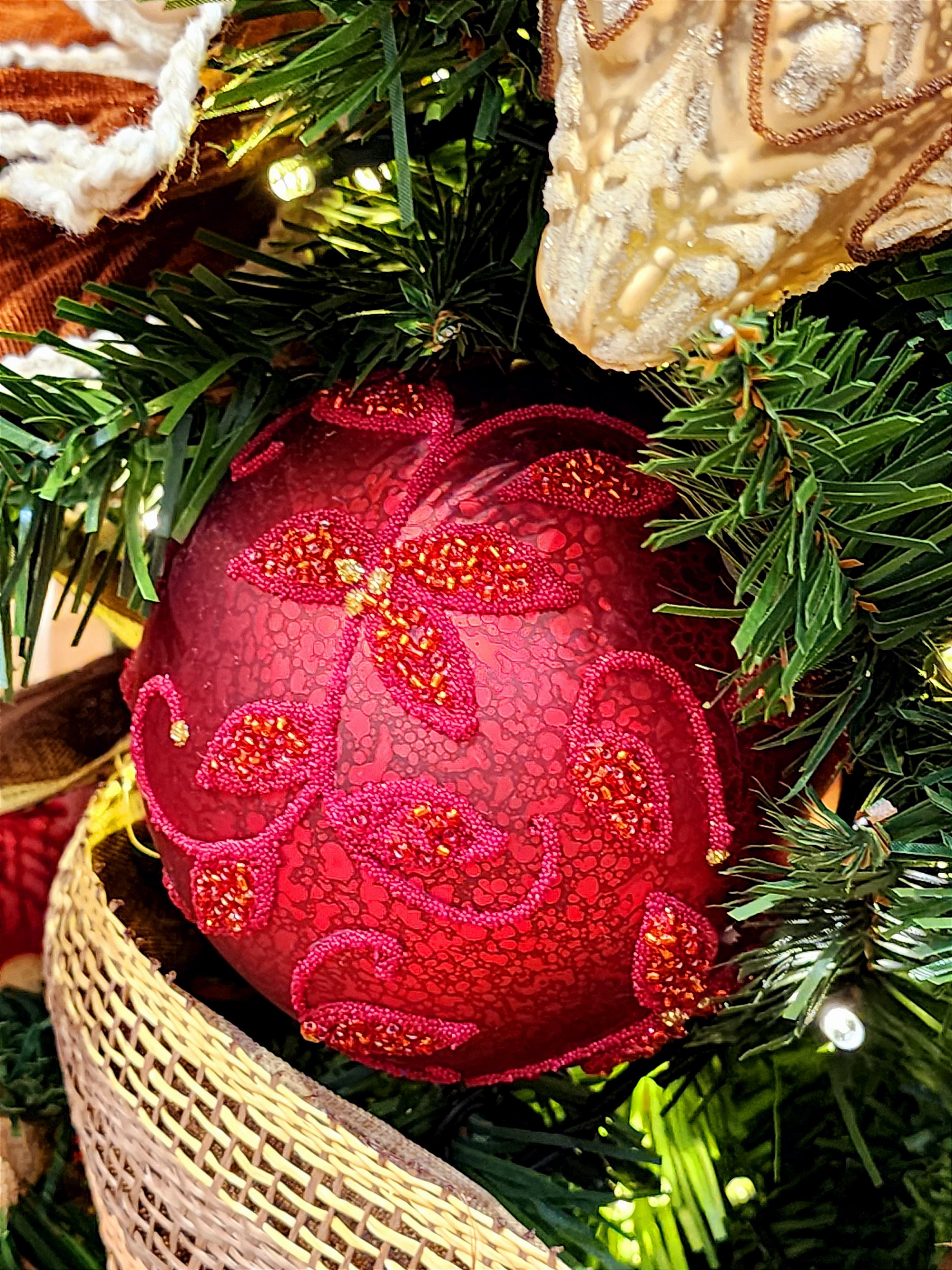 Pendente ornamento de vidro soprano bola vermelha 10cm