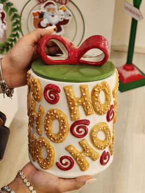 Pote decorativo com tampa Ginger hohoho 21cm