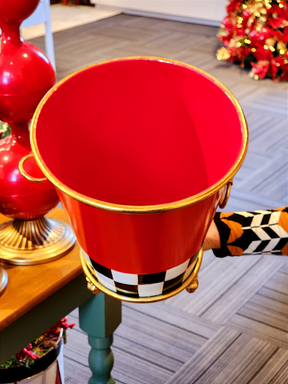 Balde de metaldourado com vermelho 28cm